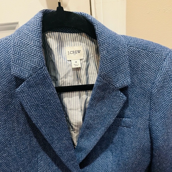 J. Crew Blue Herringbone Schoolboy Blazer with Gold Buttons - Picture 4 of 9